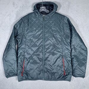 Rhone Jacket Mens Size XL Green Tundra Quilted‎ Full Zip Hooded Outdoor FLAWS
